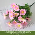 Pink artificial water grass chrysanthemum bouquet with 15 flowers for home decoration - Waterweed Pink