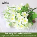 White artificial dancing daisy bouquet with 28 small silk flowers, 7 branches, 32cm - White Orchid