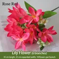 Beautiful artificial rose red lily bouquet 35cm long with 6 branches and 18 flower heads - Rose-red Lily Stem