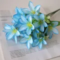 Blue artificial lily bouquet with 18 flowers, 35cm long, for home garden decoration - Blue Lilies