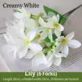 Artificial lily bouquet in cream white for home decoration, 35cm length - White Lilies