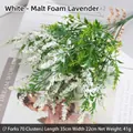Artificial white foam lavender bouquet, 35cm long, 7 branches for floral decor. - White Malt Foam Lavender