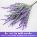 Purple flocked artificial lavender bouquet for home decoration, 36cm length variant - Purple Flocked Lavender