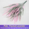 Artificial pink flocked lavender simulation flower bouquet for interior decoration - Pink Flocked Lavender