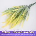 Artificial flocked yellow lavender bouquet for home decoration 36cm length fake flowers - Yellow Flocked Lavender