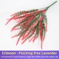 Vibrant artificial red lavender bush, 36cm length for home and garden decoration - Red Lavender Without Fuzz