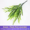 Realistic green artificial lavender bouquet with 5 stems, 36cm length for home decor - Green Velvet-free Lavender