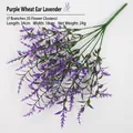 Realistic purple artificial lavender bouquet with 35 flower clusters, 34cm length - Purple Wheat Ear Lavender