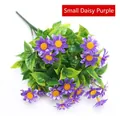 Artificial purple daisy bouquet with green leaves for home decoration - Purple Daisy