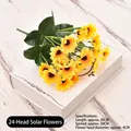 Realistic 24-head yellow artificial sunflower bouquet for floral home decoration - 24 Little Sunflowers