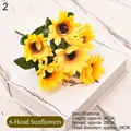 Decorative artificial sunflower bouquet with 6 silk flower heads for home floral arrangement - 6 Large Sunflowers