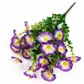 Purple artificial morning glory bouquet with 21 flowers and 35 grass clusters - Purple Morning Glory Bunch