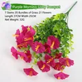 Realistic artificial purple-red morning glory bouquet with 21 silk flowers, length 37cm - A Bunch Of Purple-red Morning Glories