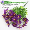 Deep purple artificial morning glory bouquet with 21 flowers, 37cm for home garden decor - Deep Purple Morning Glory Bunch