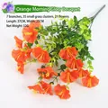 Artificial orange morning glory bouquet with 21 silk flowers for home garden decor - Orange Morning Glory Bunch