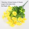 Realistic artificial yellow morning glory flower bouquet for garden decoration, 37cm - Yellow Morning Glories