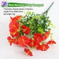 Vibrant red artificial morning glory bouquet for home and garden floral decoration - A Bunch Of Red Morning Glories