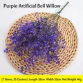 Artificial 7-branch purple golden bell willow floral bouquet for home decor, 38cm - Purple Bell Willow Bundle
