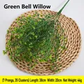 Green artificial golden bell willow plant with 35 clusters 38cm for home garden decor - Green Fuchsia Bundle