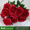 Artificial red rose bouquet with 9 flowers, 43cm length and 10cm flower diameter - 9 Branches Large Rose Bouquet / Red