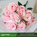 Light pink artificial rose bouquet with 9 realistic flower heads for home decoration - A Large Bunch Of 9 Light Pink Roses