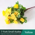 Premium artificial yellow azalea bouquet with 7-prong stems for home floral decoration - Yellow-7-branched Rhododendron