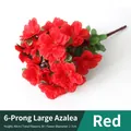 Artificial red azalea bouquet with 6 forks and 30 heads for home decoration - Red-6-branched Rhododendron