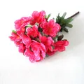 Artificial silk azalea bouquet in vibrant rose red, 6-fork stem decoration - Rose-red 6-branched Rhododendron