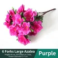 Vibrant artificial purple azalea bouquet with 6 forks and 30 small flowers for decoration - Purple-6-branched Rhododendron