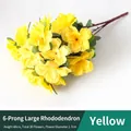 Yellow 6-fork artificial azalea bouquet with 30 flowers for home decor - Yellow-6-branched Rhododendron