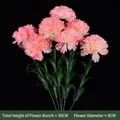 Beautiful pink artificial carnation bouquet for decoration, 50cm tall, 8cm flower head - 7 Heads Carnation / Light Pink