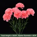 Silk pink carnation artificial flower bouquet, 50cm total height, 8cm head diameter - A Bunch Of 7 Pink Carnations