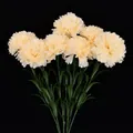 Champagne artificial silk carnation bouquet, 50cm total height, 8cm flower heads - 7 Carnations In A Bouquet - Champagne Color