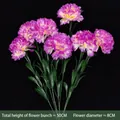 Artificial purple carnation flower bouquet with silk petals for garden home decoration - A Bunch Of 7 Carnations - Purple