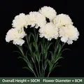 Realistic cream silk carnation bouquet for decor, height 50cm, flower diameter 8cm - 7 Carnations In A Bunch - Creamy White