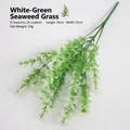 Realistic artificial green and white seaweed grass bouquet with 5 branches 35cm - White Seaweed