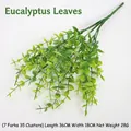 Artificial green eucalyptus bouquet with 7 branches and 35 clusters for home decor - Eucalyptus Pure Grass