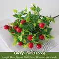Realistic artificial red berry bouquet with 14 fruits for home vase decoration - Red Fortune Fruit