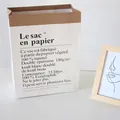 Minimalist extra large white kraft paper bag with elegant French text print for home decor - Kraft Paper Bag / 21x27cm / Extra Large White & Brown