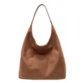 Elegante braune Vintage Wildleder Hobo Tasche mit minimalistischem Design und viel Platz - Braun