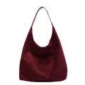 Elegante burgunderrote Schultertasche aus Wildlederimitat mit großem Fassungsvermögen - Fuchsie