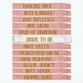 Bachelorette party sashes set with gold lettering for bridal shower party events - 12 Pieces / Champagne