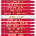 Set of 12 bachelorette party sashes in rose red and white with funny gold lettering - 12 Pieces / Rose Red
