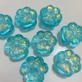 Translucent blue cat paw squishy toys with colorful glitter inside, pack of 8 pieces - Cat Paw Style / Glitter Blue
