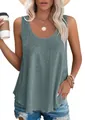 Détail du débardeur gris sans manches pour l'été avec broderie anglaise élégante - Vert Foncé