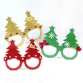 Occhiali natalizi festivi a forma di albero in oro, rosso e verde glitterati. - Occhiali Decorativi Doppio Albero in Tessuto Non Tessuto Glitterato (CHYJ-07)