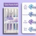 Set of 4 glitter highlighters in lavender and blue shades for journaling and drawing. - Taro Puff (4-Pack) / Chisel Tip