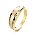 Elegant minimalist gold-colored band ring featuring star engravings with sparkling crystals - Size 6 / Star Pattern Rhinestone Ring Style (Style A)