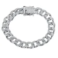 925 sterling silver D color moissanite Cuban link bracelet with full iced out stones - 15CM / Moissanite Style