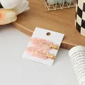 Elegante juego de dos pinzas para el cabello jaspeadas en rosa cerezo para diario. - 2 Piezas/Juego / Floral Rosa Coreano